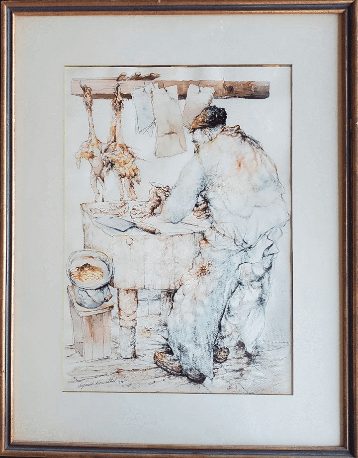 The Butcher The Butcher by Seymour Rosenthal depicts a butcher in his shop.
