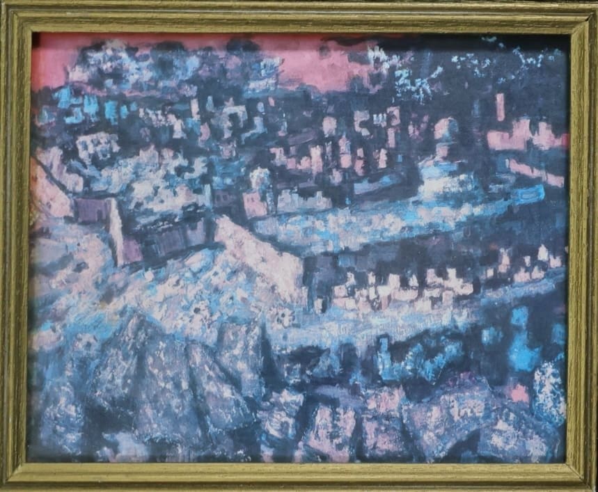 Untitled painting by Rubin 2 Untitled painting by Rubin landscape of a city.