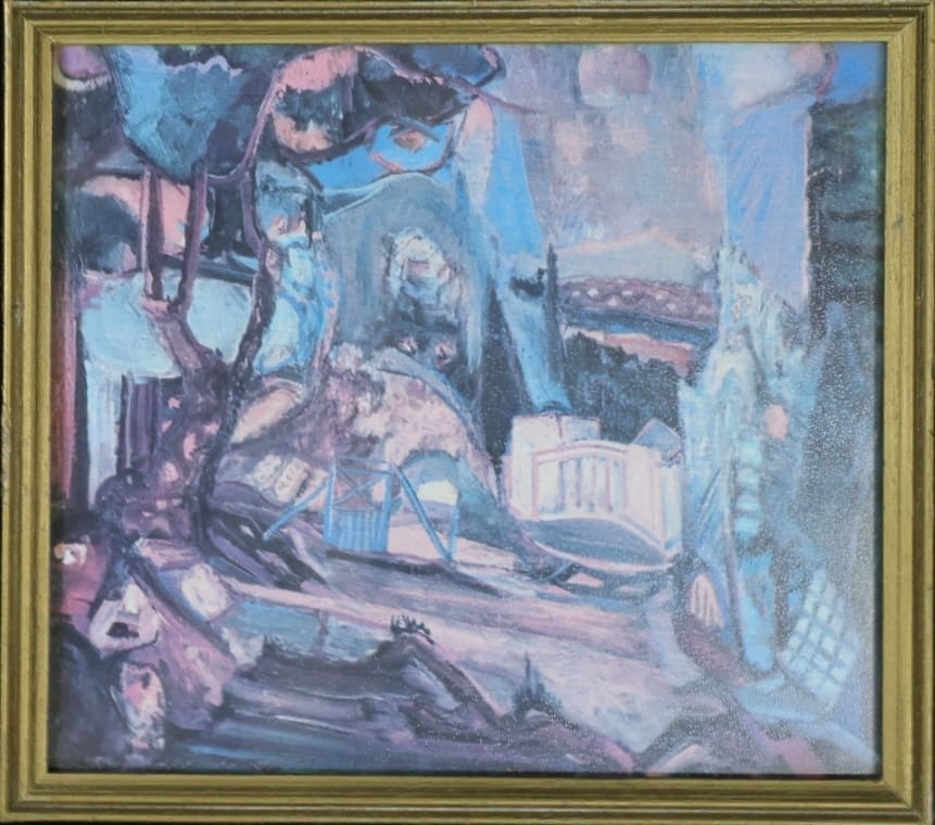 Untitled painting by Rubin 4 Artwork of Reuven Rubin with landscape of a place.