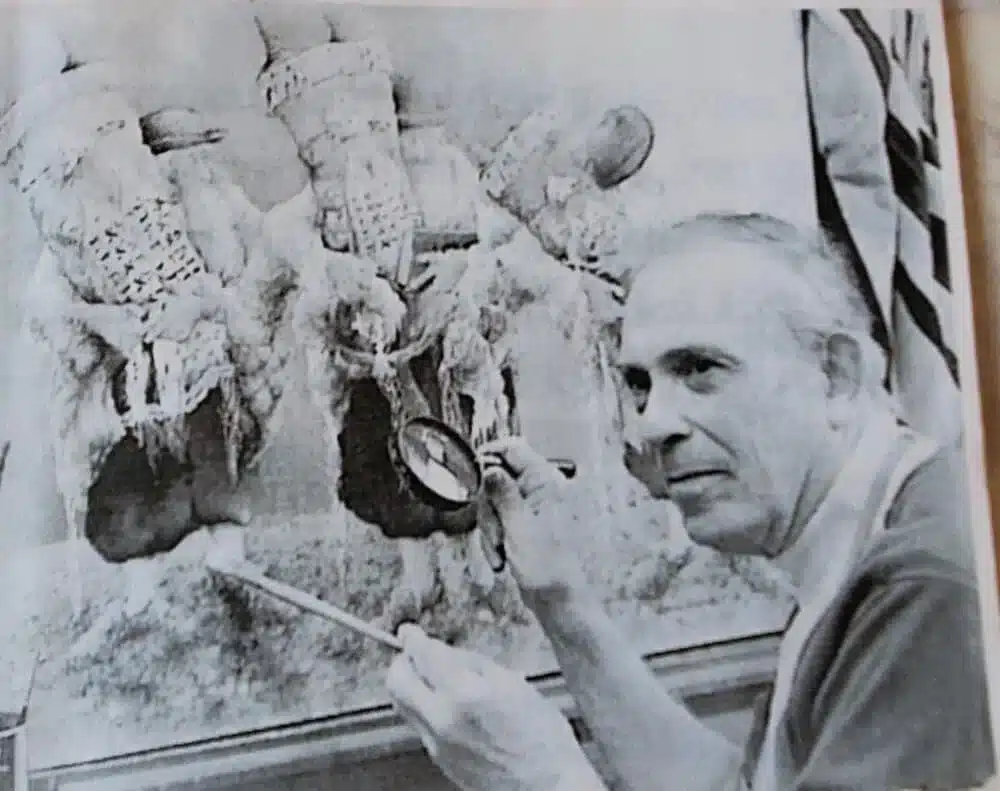 SeymourPaintingMagnifyingGlass smaller Seymour Rosenthal Painting using Magnifying glass.