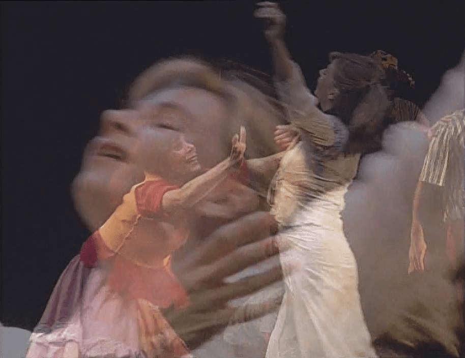 Solomon Epstein, The Dybbuk (1999), Act II, Scene 3 Overlay image from The Dybbuk (1999), showing dancers in a dramatic Danse Macabre scene.