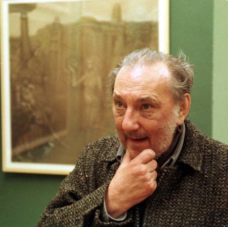 Jan Lebenstein Jan Lebenstein observing his art with a painting of his in the background